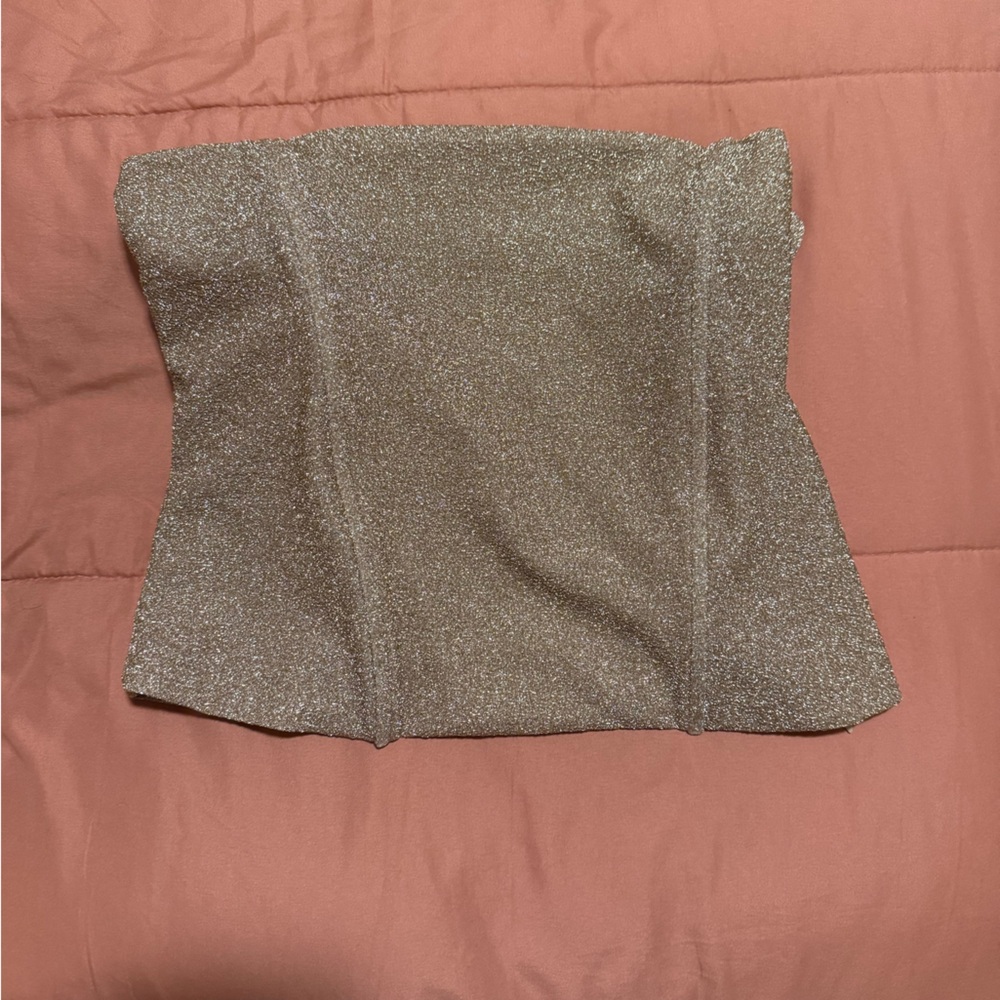 HYFVE Metallic‎ Gold Sparkle Mini Corset Top